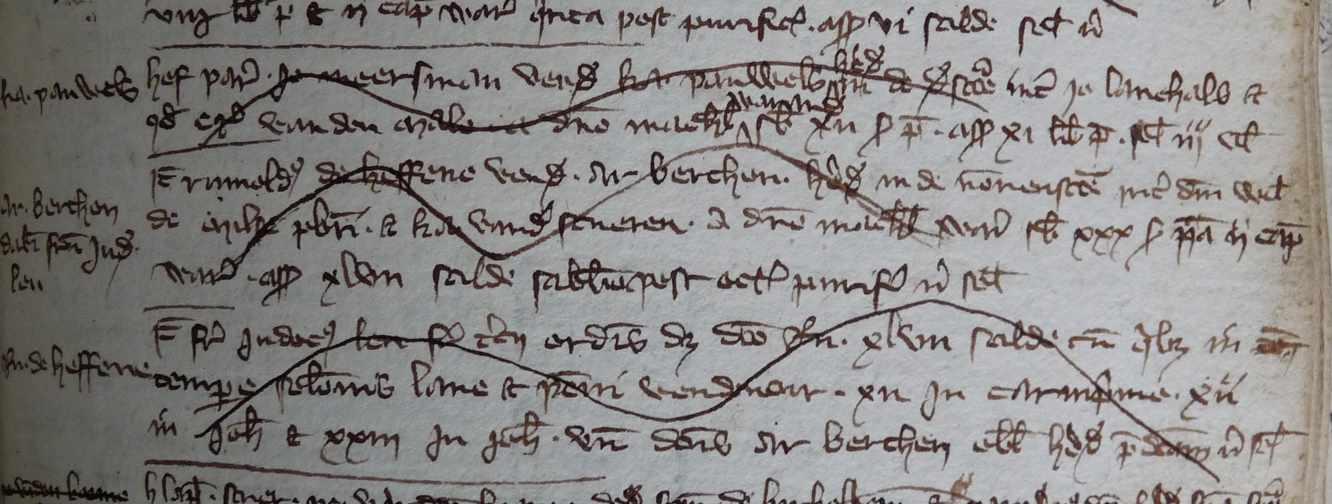Mechelse schepenakte, begin 14de eeuw. © Stadsarchief Mechelen